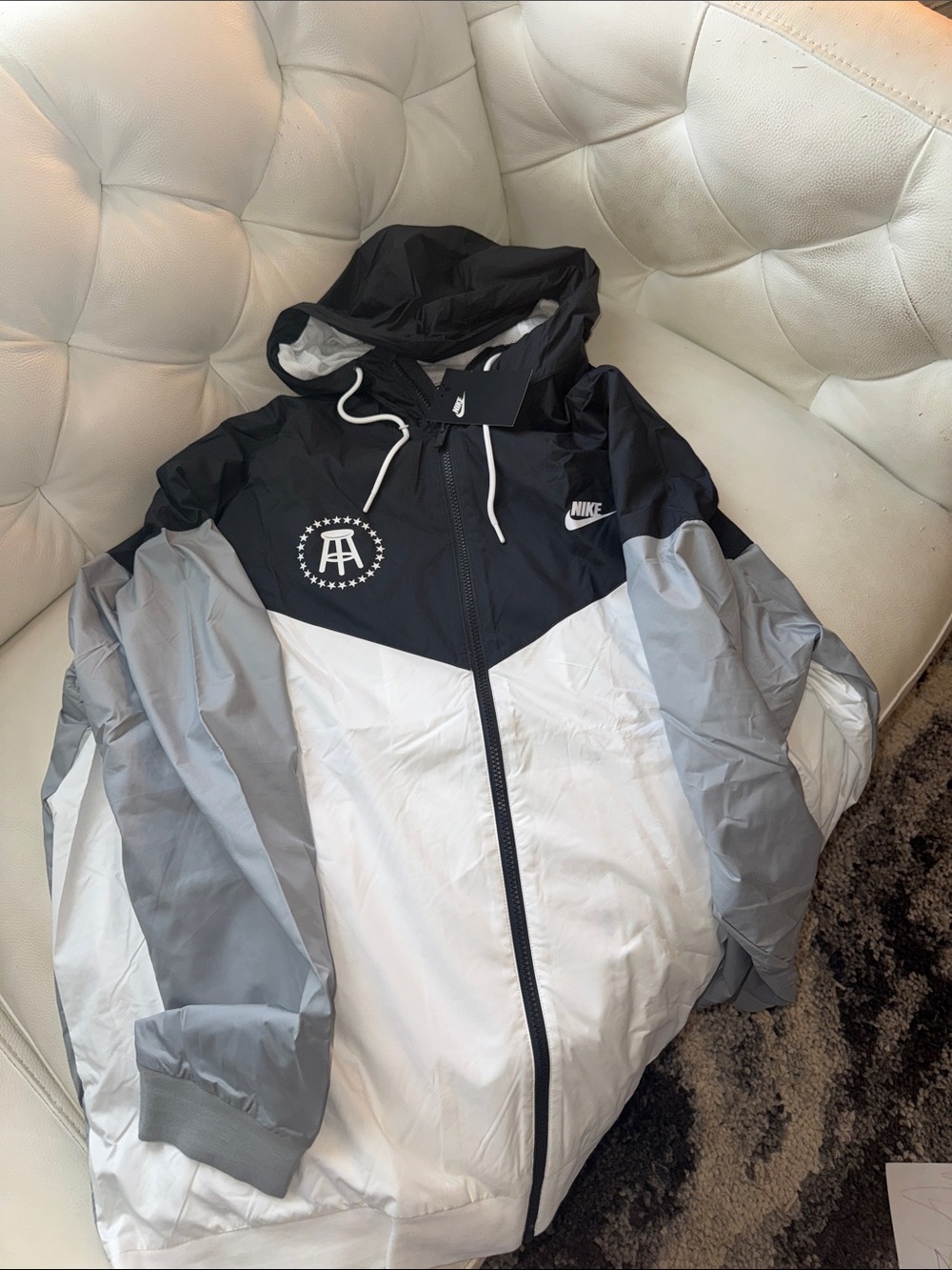 NWT Nike Barstool Windbreaker Jacket in Black, Gray & White